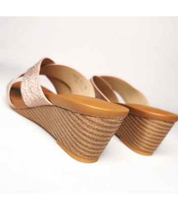 Bohemian ethnic style womens wedge slippers mule – Champagne
